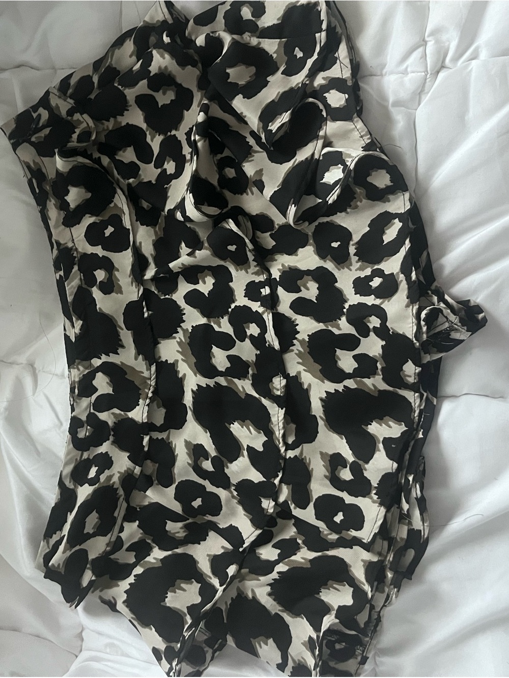 Women's Black and White Leopard Print Mini Skirt